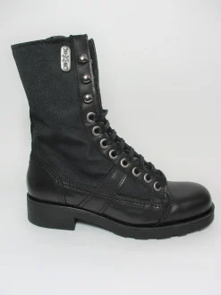 Anfibio pelle e tessuto donna 101164 nero<Oxs New