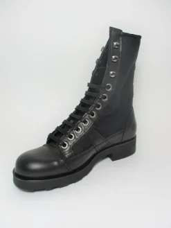 Anfibio pelle e tessuto donna 101164 nero<Oxs New