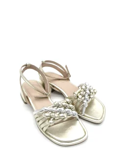 Sandalo basso pelle donna Fioralba Platinum intreccio<Apepazza Best