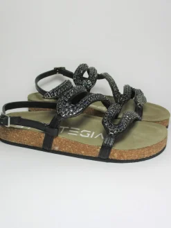 Sandalo donna basso S01 NERO<Strategia New