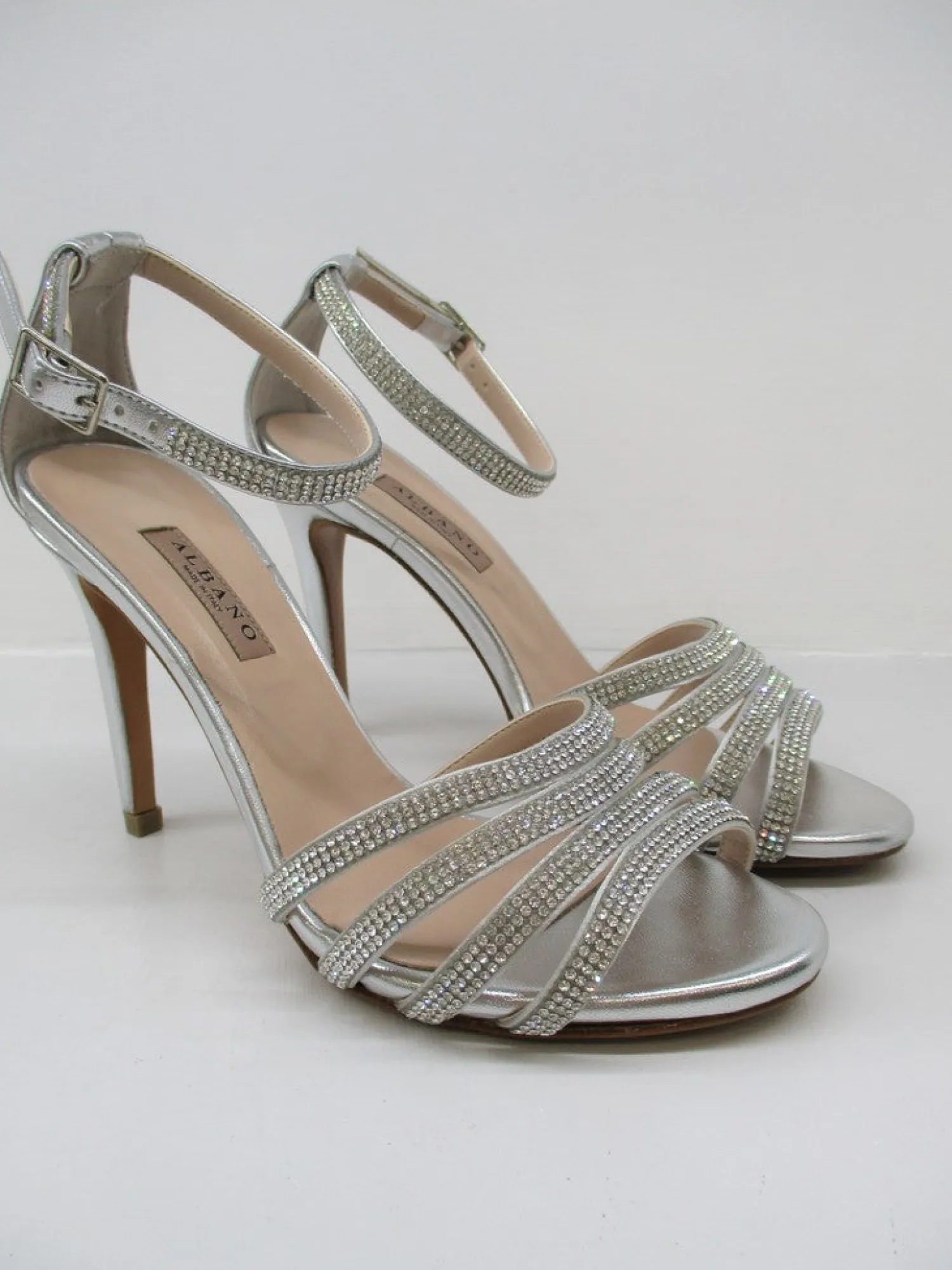 Sandalo pelle donna 4009 argento<Albano New