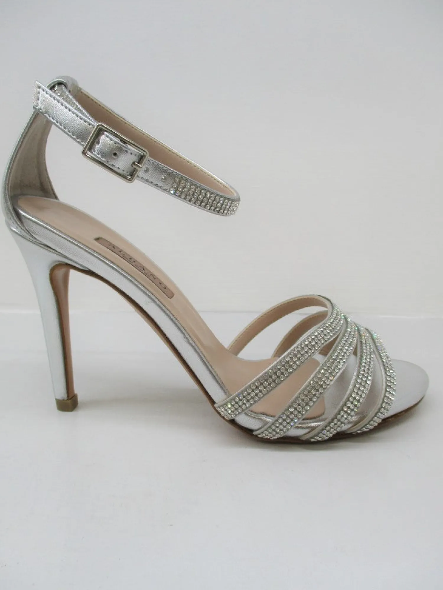 Sandalo pelle donna 4009 argento<Albano New