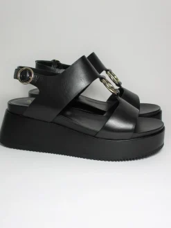 Sandalo pelle donna Zelda Nero<Apepazza New