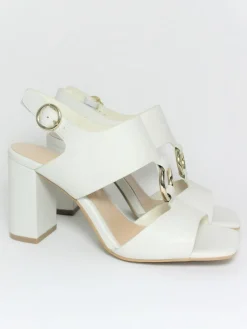 Sandalo pelle donna Vera Bianco<Apepazza Discount