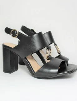 Sandalo pelle donna Vera nero<Apepazza New