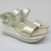 Sandalo pelle donna Helyette platino<Apepazza Online