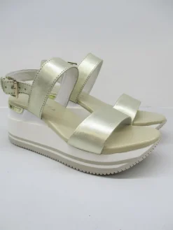 Sandalo pelle donna Helyette platino<Apepazza Online
