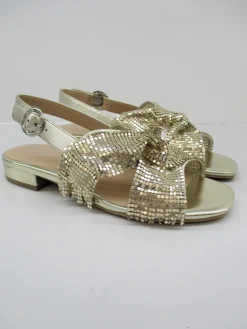 Sandalo pelle donna Polina platino<Apepazza Discount