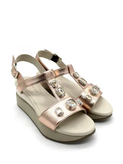 Sandalo pelle donna Helga Nude<Apepazza Discount