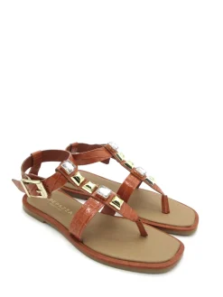 Sandalo pelle donna S2ROCK06 Mattone<Apepazza Online