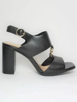 Sandalo pelle donna Vera nero<Apepazza New