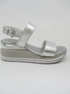 Sandalo pelle donna Helyette argento<Apepazza New