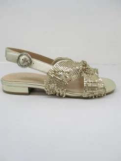 Sandalo pelle donna Polina platino<Apepazza Discount