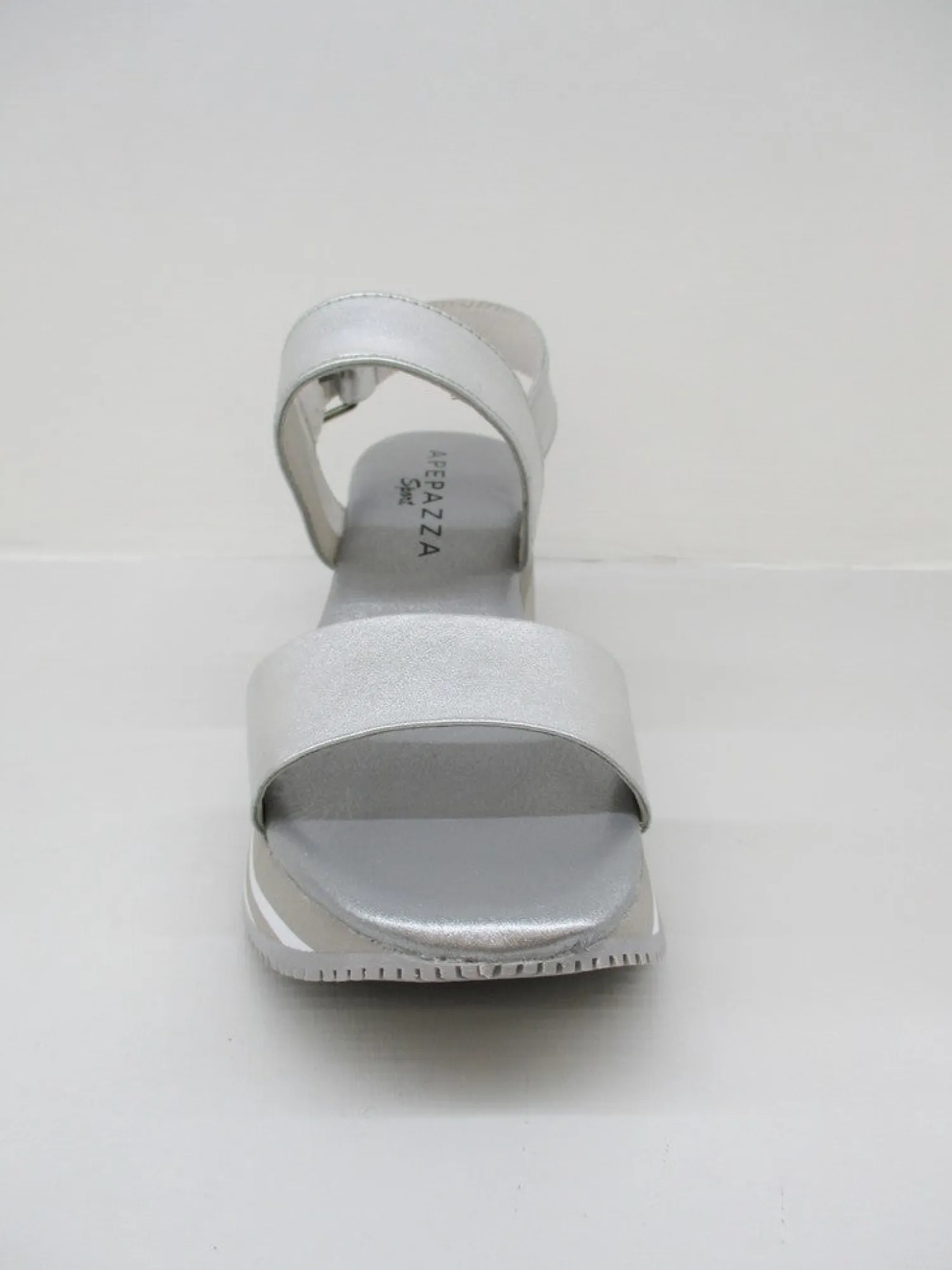 Sandalo pelle donna Helyette argento<Apepazza New