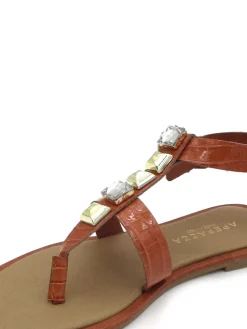 Sandalo pelle donna S2ROCK06 Mattone<Apepazza Online