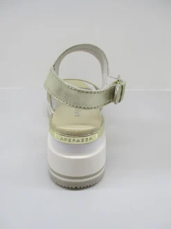 Sandalo pelle donna Helyette platino<Apepazza Online