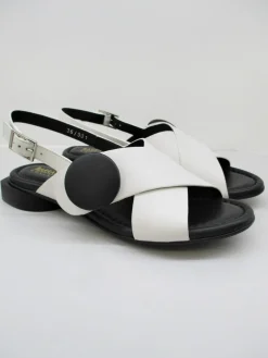 Sandalo pelle donna Barracuda's bianco/nero 0502<Adele Dezzotti Hot