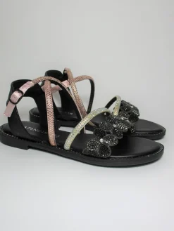 Sandalo pelle donna GD9020 Nero<Cafènoir New