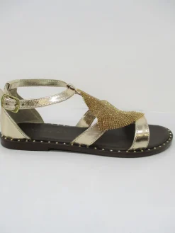 Sandalo pelle donna GB277 platino<Cafènoir Discount