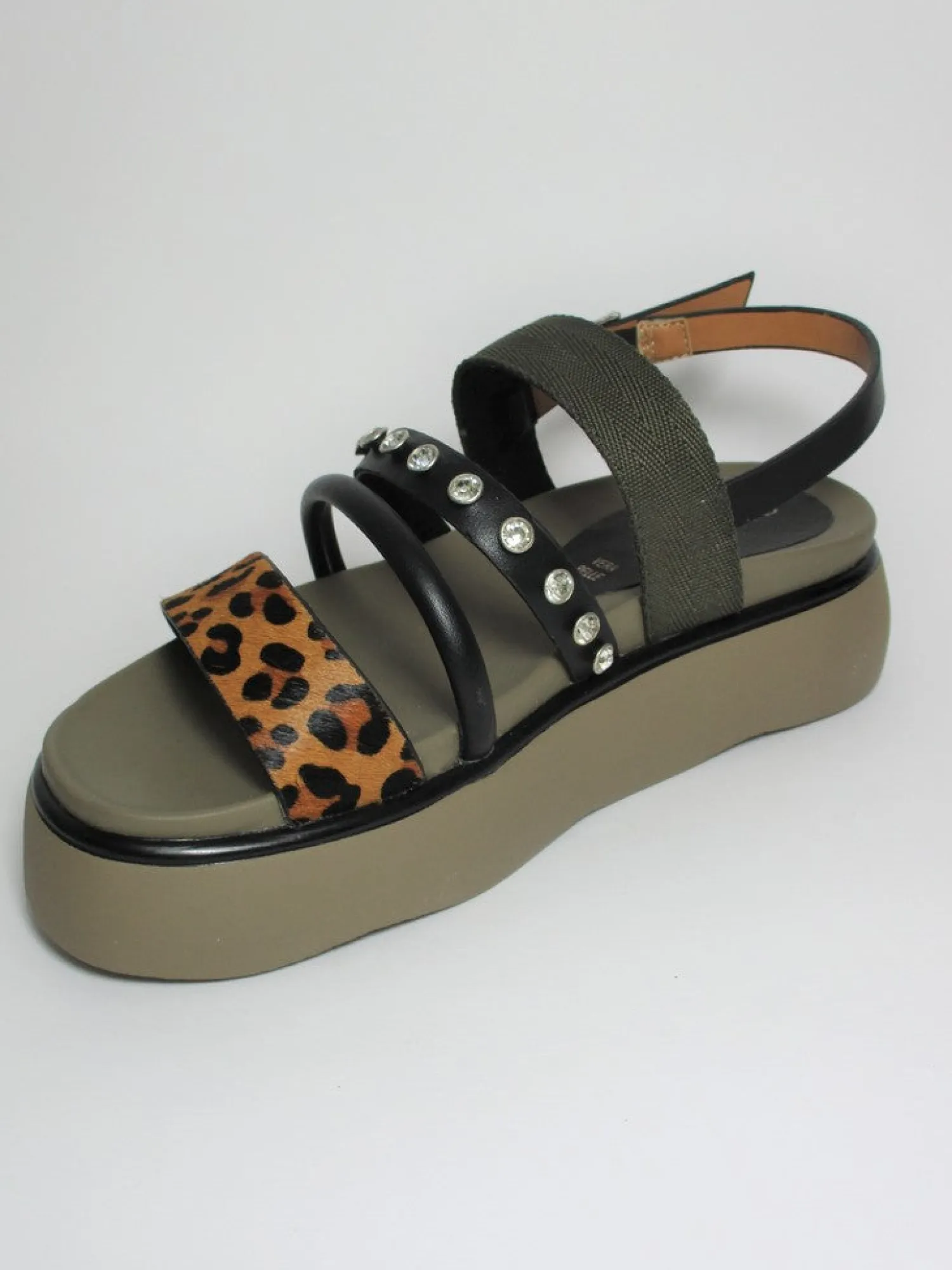 Sandalo pelle donna HL9390 Verde/Maculato<Cafènoir Outlet