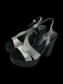 Sandalo pelle donna Laminato wash Acciaio - 2815 -<Gianmarco Sorelli Outlet