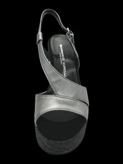 Sandalo pelle donna Laminato wash Acciaio - 2815 -<Gianmarco Sorelli Outlet