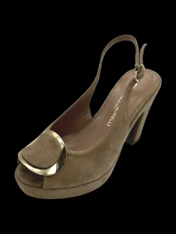 Sandalo pelle donna mara Camoscio visone - 2717 -<Gianmarco Sorelli Outlet