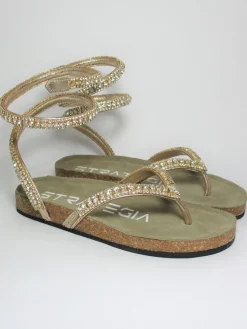 Sandalo pelle donna basso S07 PLATINO<Strategia New