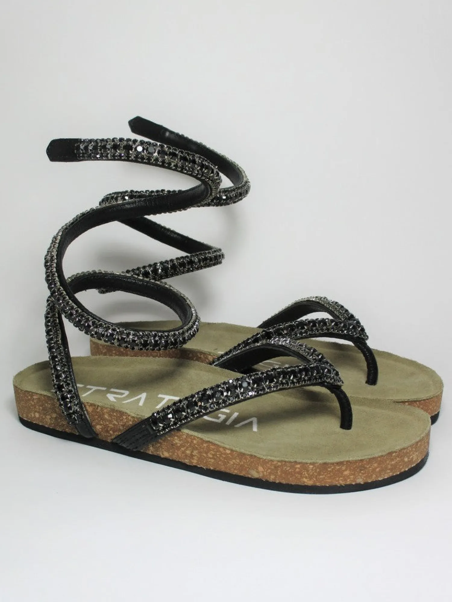 Sandalo pelle donna basso S07 NERO<Strategia Sale