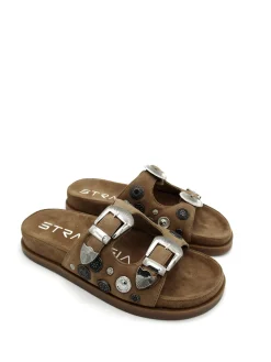 Sandalo pelle donna F42 Cuoio<Strategia New