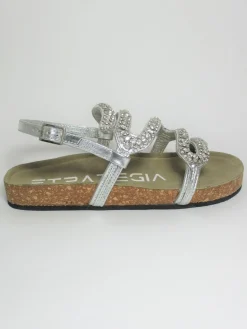 Sandalo pelle donna basso S01 GRIGIO<Strategia Sale