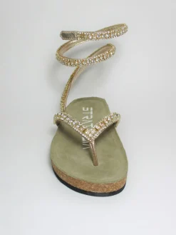 Sandalo pelle donna basso S07 PLATINO<Strategia New