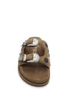 Sandalo pelle donna F42 Cuoio<Strategia New