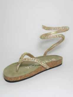 Sandalo pelle donna basso S07 PLATINO<Strategia New