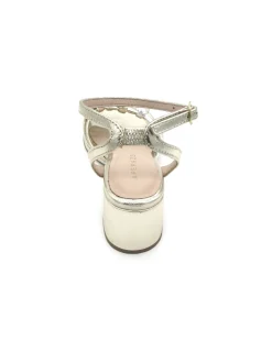 Sandalo tacco pelle donna Flora Platinum intreccio<Apepazza Hot