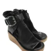 Sandalo zeppa in pelle donna Black -528036-<AS98 Hot