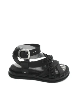 Sandalo zeppa in pelle donna Black - A65003 -<AS98 Hot