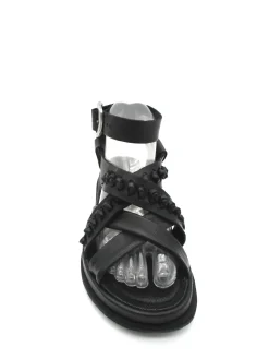 Sandalo zeppa in pelle donna Black - A65003 -<AS98 Hot