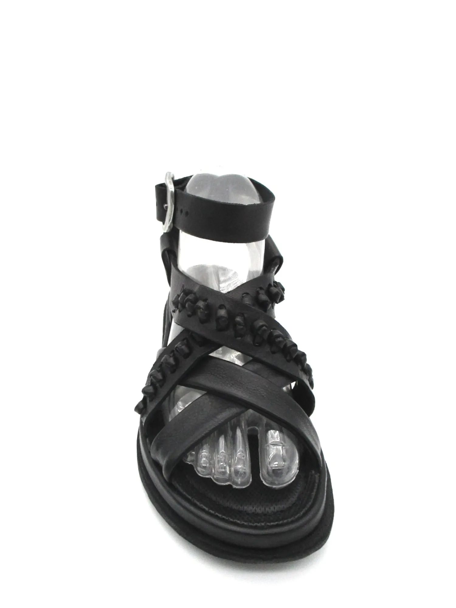 Sandalo zeppa in pelle donna Black - A65003 -<AS98 Hot