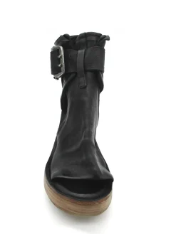 Sandalo zeppa in pelle donna Black -528036-<AS98 Hot