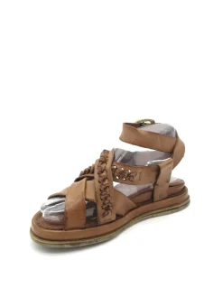 Sandalo zeppa in pelle donna A65003 Camel<AS98 Best