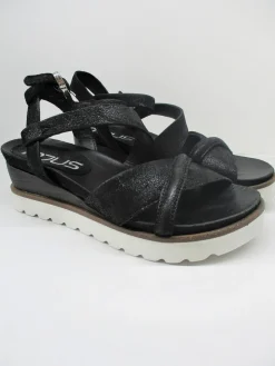 Sandalo zeppa pelle donna 221029 nero<Mjus Best