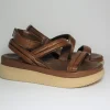 Sandalo zeppa pelle donna M38010 cuoio<Mjus Clearance