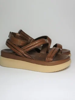 Sandalo zeppa pelle donna M38010 cuoio<Mjus Clearance