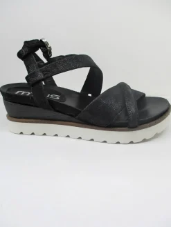 Sandalo zeppa pelle donna 221029 nero<Mjus Best