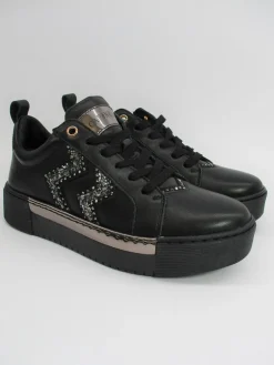 Sneaker pelle donna DD112 nero<Cafènoir Online