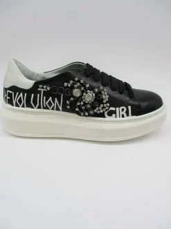 Sneaker pelle donna G411B nera<Gio+ Hot