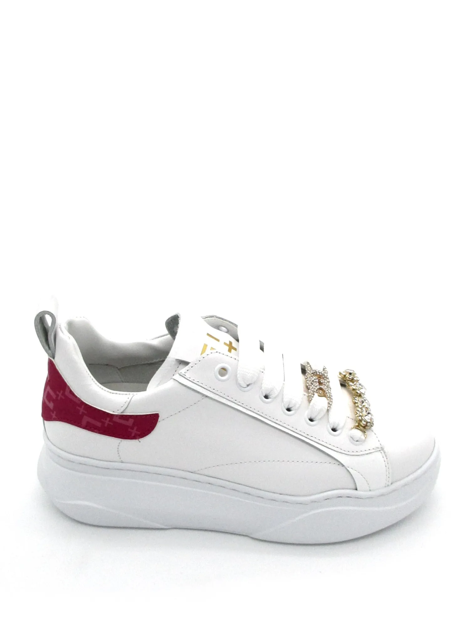 Sneaker pelle donna Giada combi Monogramma Bianca Fuxia<Gio+ Clearance