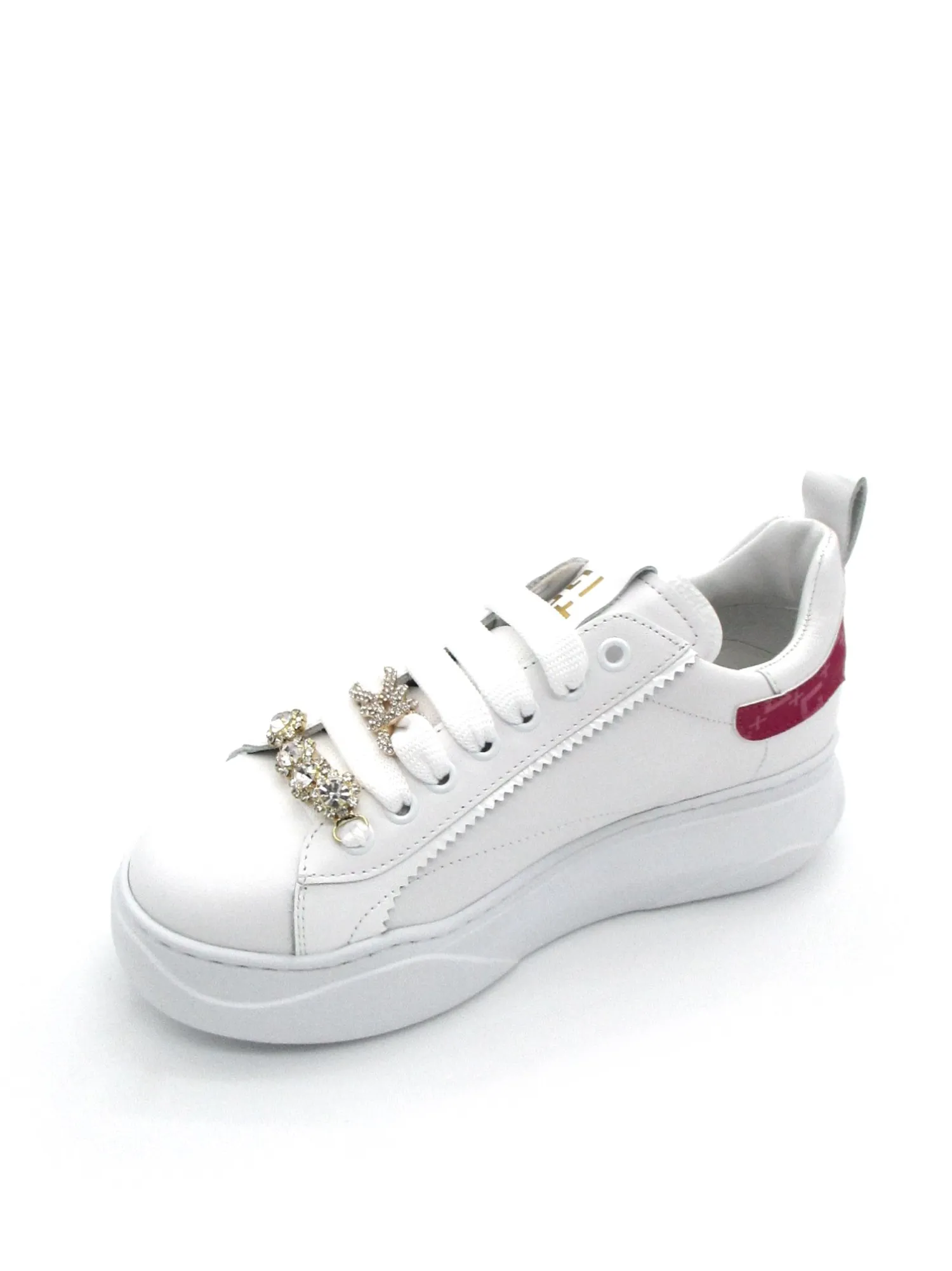 Sneaker pelle donna Giada combi Monogramma Bianca Fuxia<Gio+ Clearance