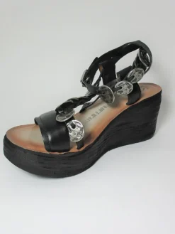 Zeppa pelle donna 528064 nero<AS98 Outlet